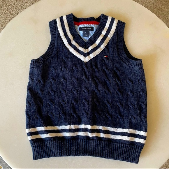 Tommy Hilfiger Navy Cableknit Sweater Vest - Picture 1 of 4
